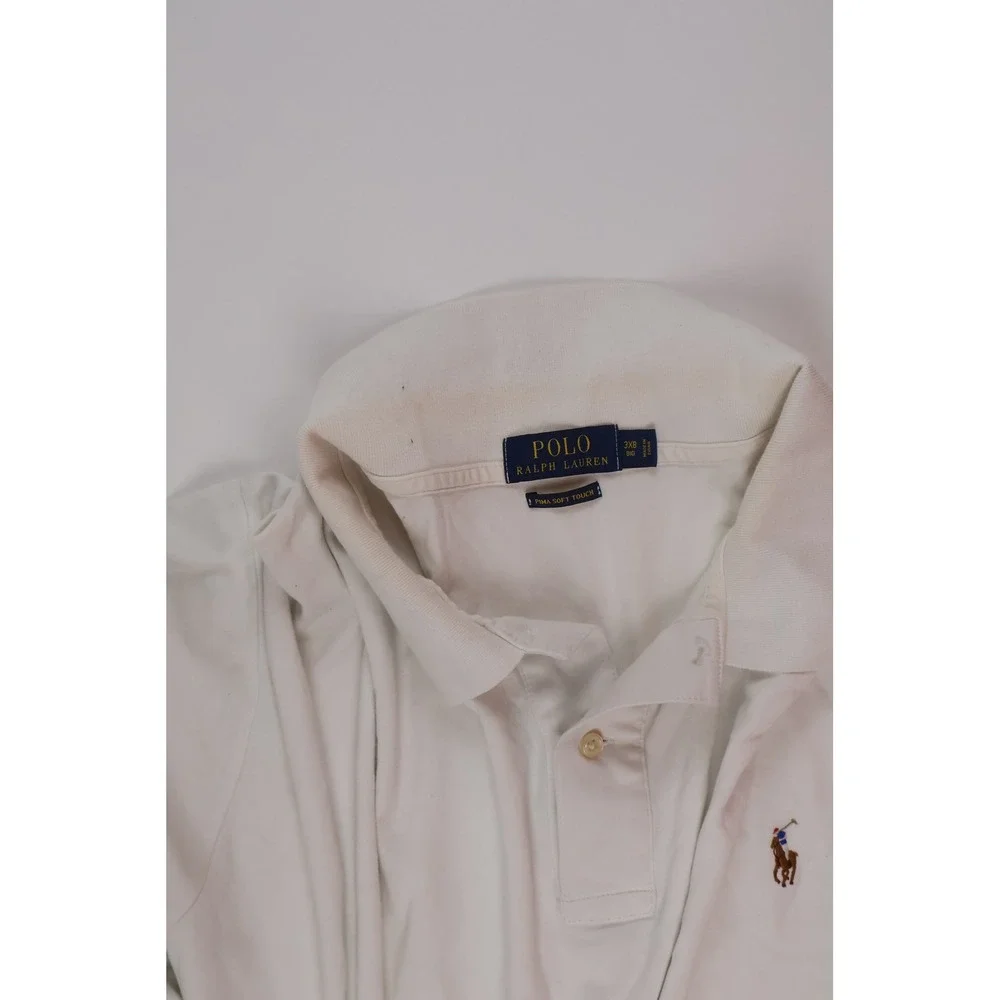 Polo Ralph Lauren Vintage Mens Polo Shirt Pima Soft Touch White 3XB Cotton